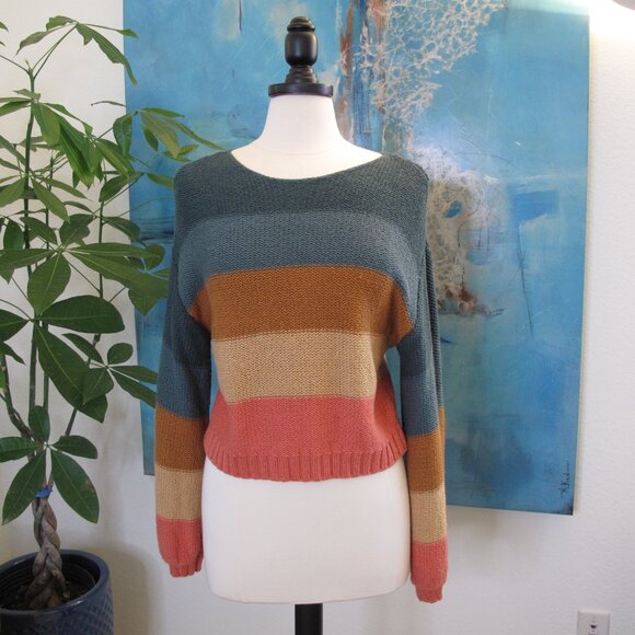 BILLABONG Retro Color Stripe Cropped Sweater - Picture 2 of 12